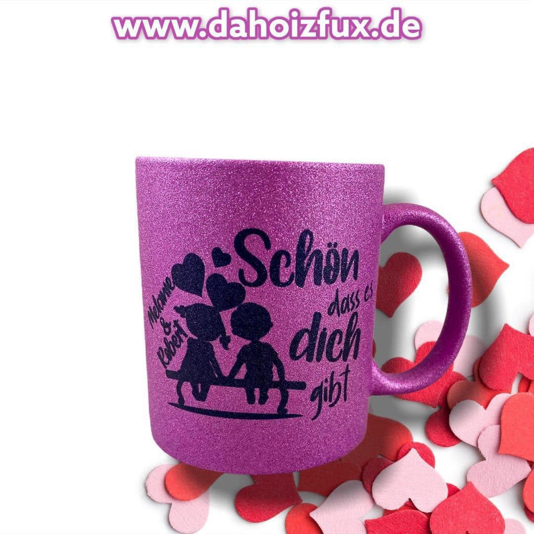 Personalisierte Glitzertasse – Schön, dass es dich gibt!