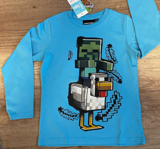 Minecraft Langarmshirt in hellblau